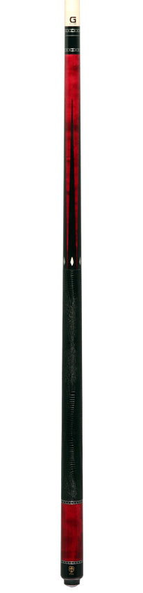 McDermott G515 G Series Pool Cue - Burgundy-Stained Maple with Black Urethane Points and Lizard Leather Wrap