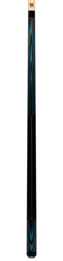 KODA Sky Blue and Gray Laminate Pool Cue with Linen Wrap