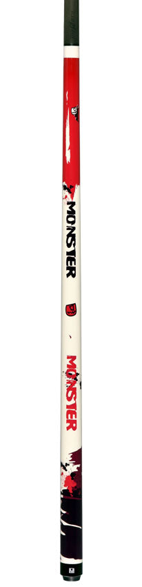 Little Monster LMNBGF No Wrap Play Cue with Carbon Fiber Shaft - White with Red and Purple Graffiti Graphic