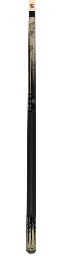 Koda KD54 Pool Cue - Gray-Stained Maple with Black and Abalone Points Graphic