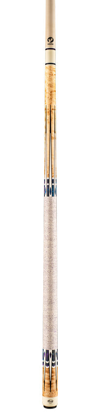 Viking IM0804 Impero Series Play Cue - Khaki Stained Birdseye Maple with Blue Dream, White and Black Inlays