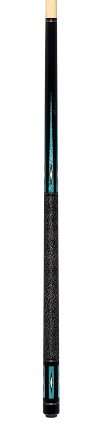 J Pechauer P18R Pro R Series  Pool Cue - Ebony-Stained Maple with Aqua Exotic Points and Sim. Ivory Inlays with Irish Linen Wrap