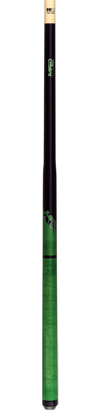 K2 Black and Green Curly Maple 6 in 1 No Wrap Break/Jump Pool Cue