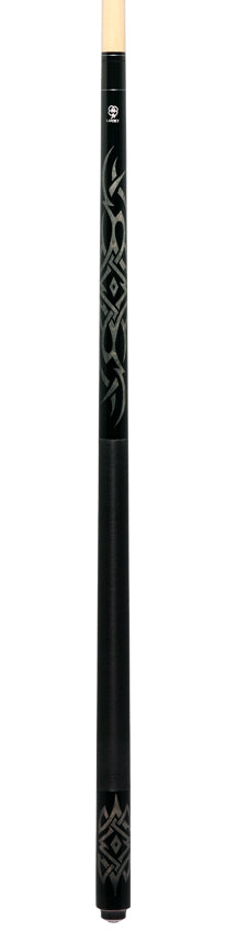 Lucky L48 Pool Cue - Gray Tribal Graphic with Irish Linen Wrap