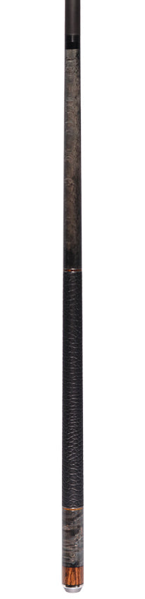 Bull Carbon Gray Birdseye Maple with Bocote Inlays Play Cue with Textured Leather Wrap