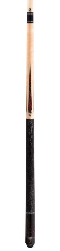 McDermott G431 G Series Pool Cue - Birdseye Maple with Brown/Red/Black Pearl Points and Lizard Leather Wrap