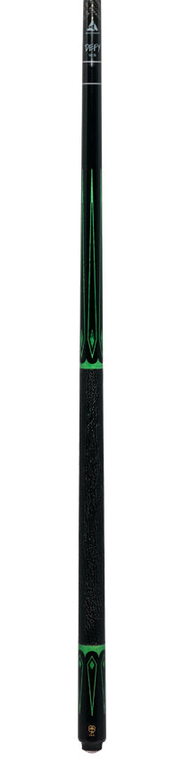 McDermott Select Series Black Urethane with Green-Stained Maple Points Pool Cue and Defy Carbon Fiber Shaft