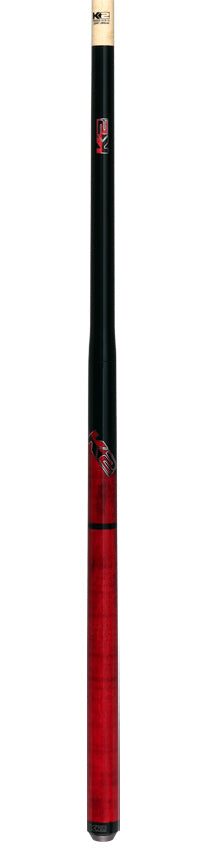 K2 Black with Red Curly Maple 6 in 1 No Wrap Break/Jump Pool Cue