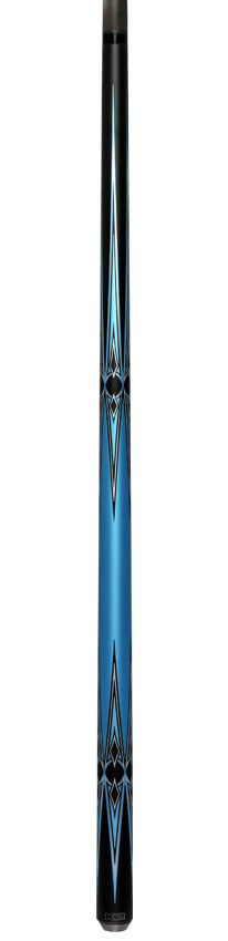 K2 Matte Metallic Blue with Silver and Black Graphic Pool Cue with 11.75mm RK Carbon Fiber Shaft  Shaft