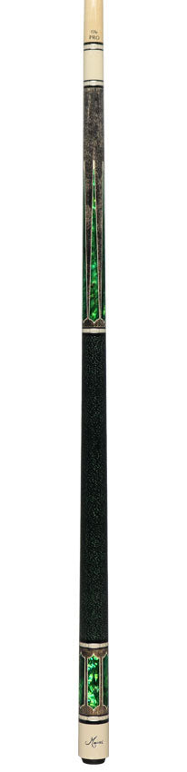 Meucci Century Series 2020GYGRBKGRP Pool Cue - Gray with Green Pearl and Black/Green Wrap with Pro Shaft