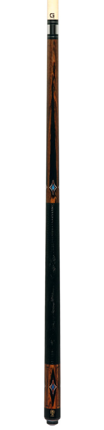 McDermott G608 G Series Pool Cue - Bocote with 4 Black Urethane Points with Lizard Leather Wrap