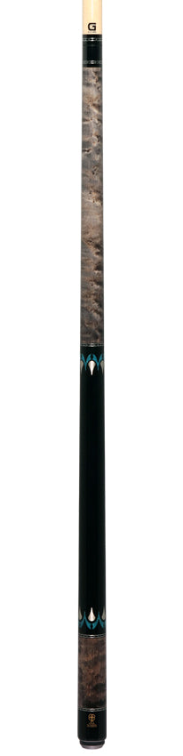 McDermott H650 H-Series No Wrap Pool Cue - Gray Stained Birdseye Maple Forearm with Black Urethane Wrap Handlle