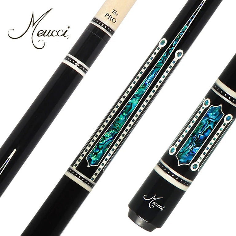 Meucci UP-4M Ultra Piston Modified Pool Cue - Ebony Stain with Abalone Points and "The Pro" Shaft