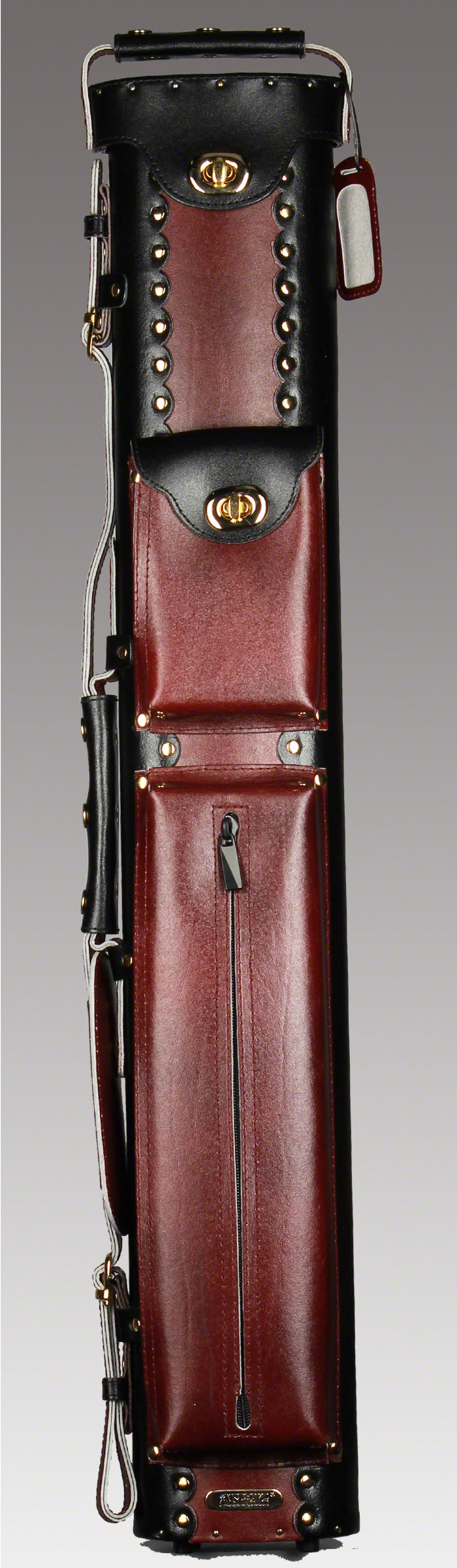 3X7 Black/Burgundy Leather Geo Case