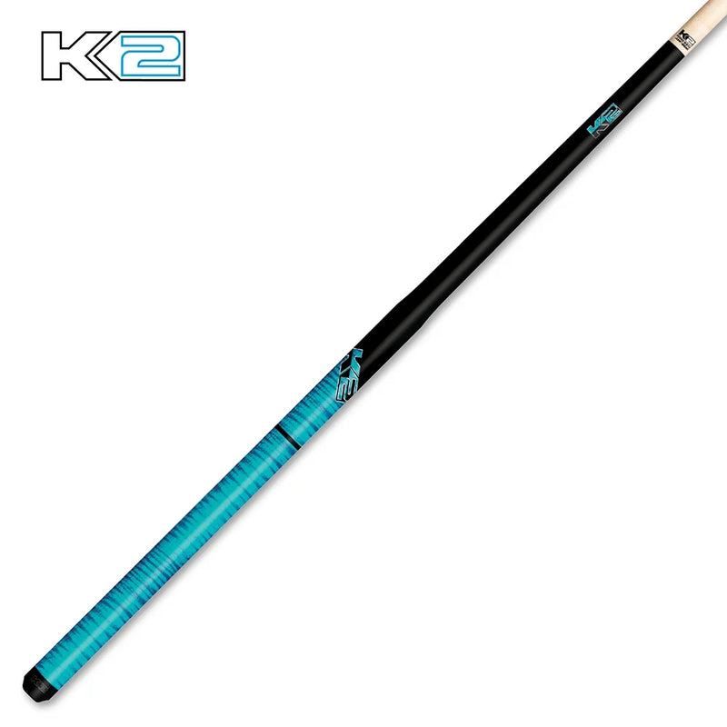 K2 Black and Blue Curly Maple 6 in 1 No Wrap Break/Jump Pool Cue