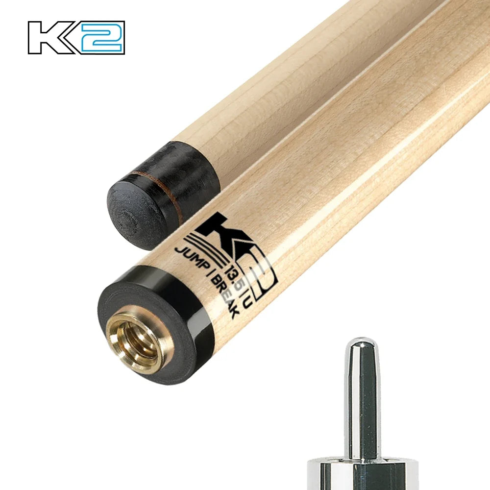 K2 Black and Blue Curly Maple 6 in 1 No Wrap Break/Jump Pool Cue