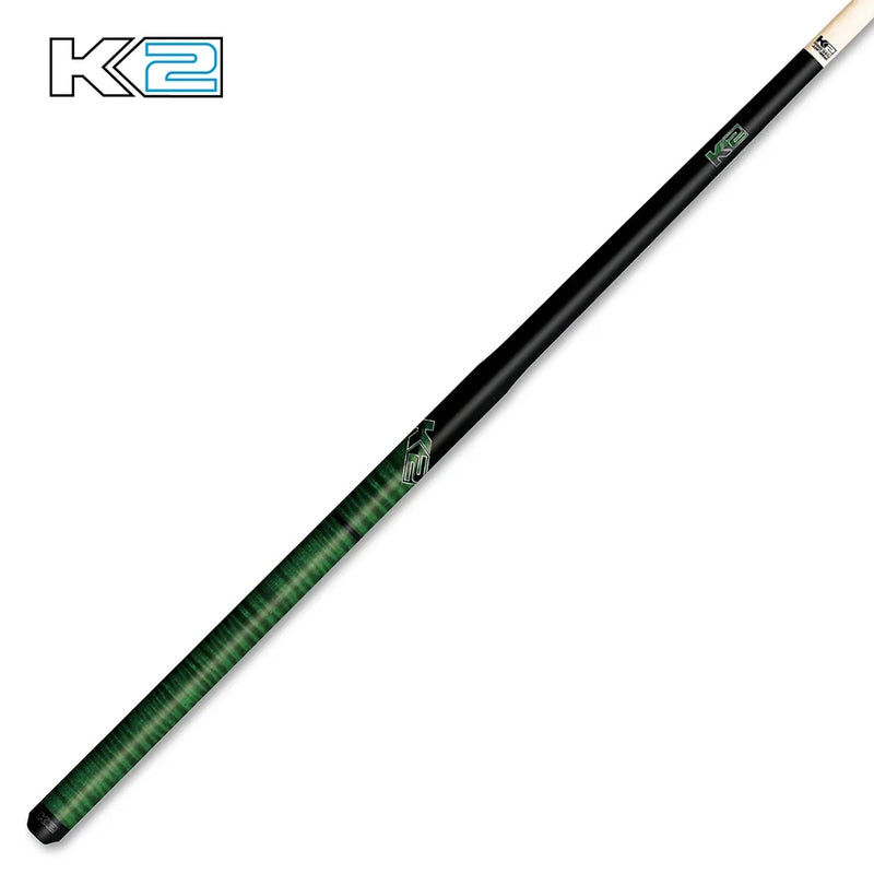 K2 Black and Green Curly Maple 6 in 1 No Wrap Break/Jump Pool Cue
