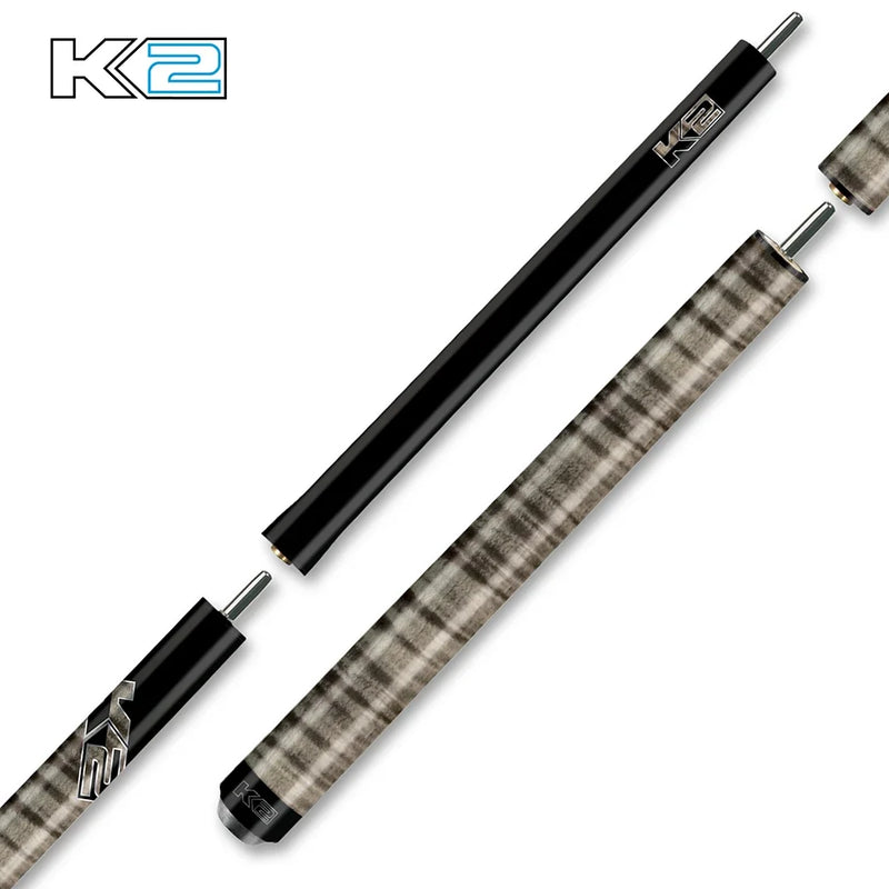 K2 Black and Gray Curly Maple 6 in 1 No Wrap Break/Jump Pool Cue