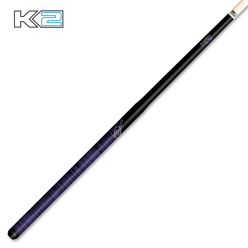 K2 Black with Purple Curly Maple 6 in 1 No Wrap Break/Jump Pool Cue