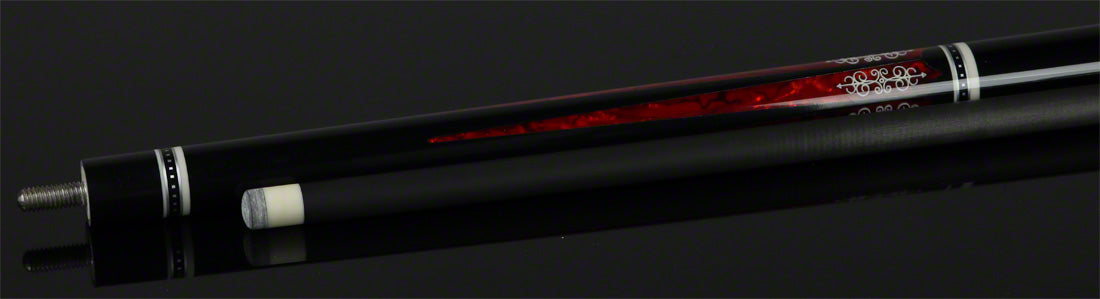 Meucci 21st Century 3 Black - Red Pearl - Black Wrap Pool Cue with Carbon Shaft - 2103BKRDBKC