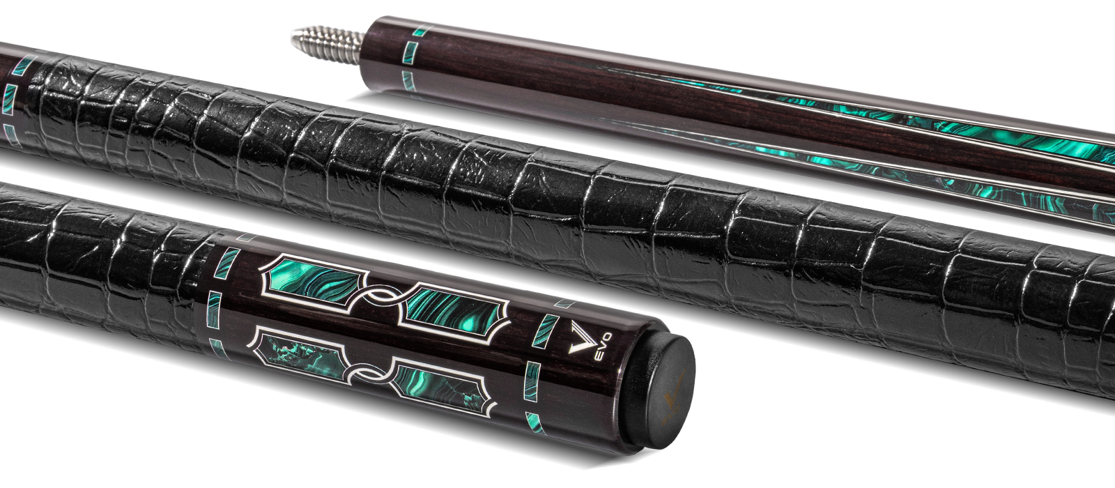 EVO Luna Malachite Eclipse Leather Wrap Pool Cue