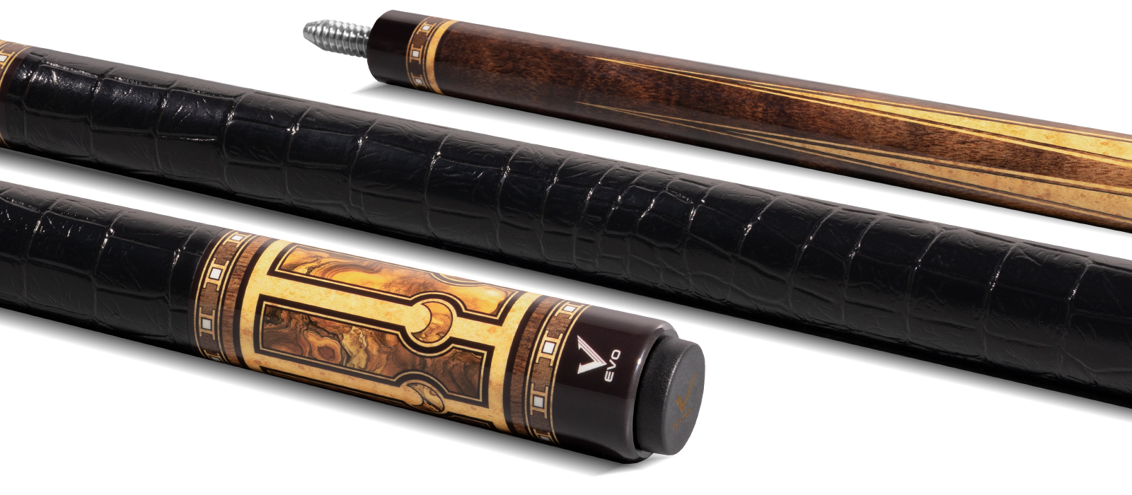 EVO Luna Golden Crest Leather Wrap Pool Cue