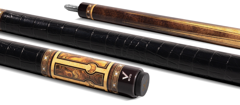 EVO Luna Golden Crest Leather Wrap Pool Cue