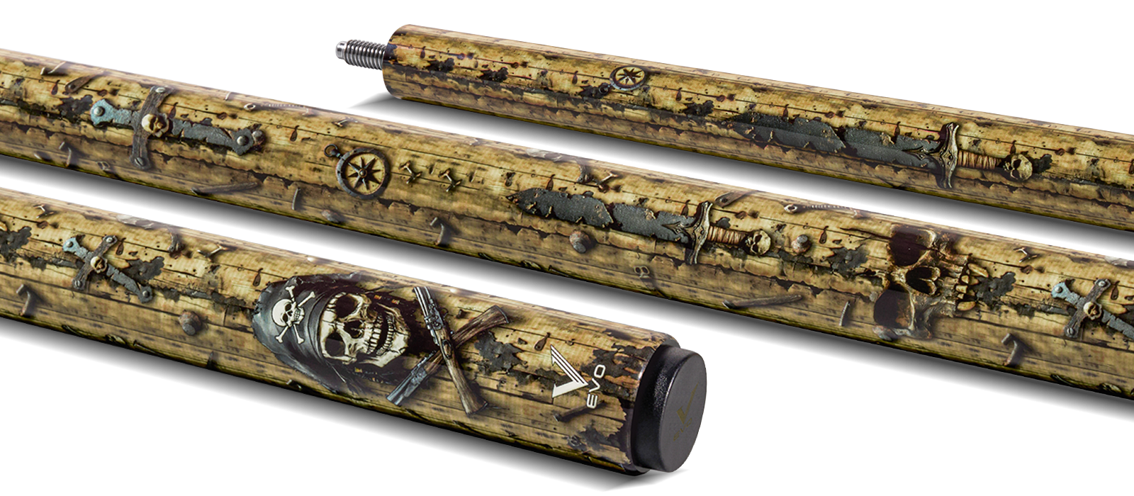 EVO Pirate Golden Plunder No Wrap Pool Cue