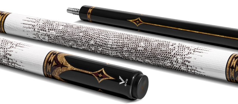 EVO Crown Royal Black Pool Cue with White Lizard Wrap