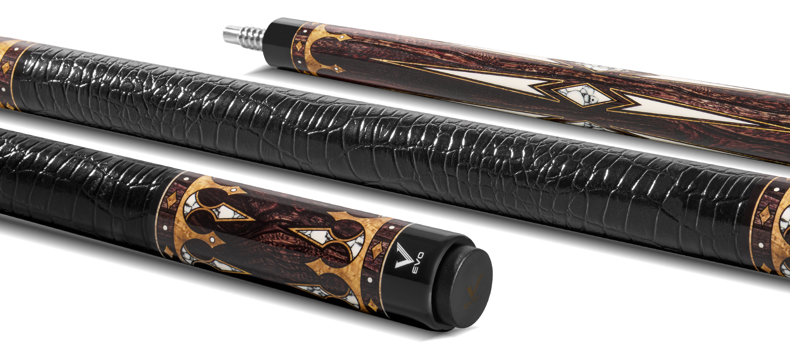 EVO Crown Ancient Oak Leather Wrap Pool Cue