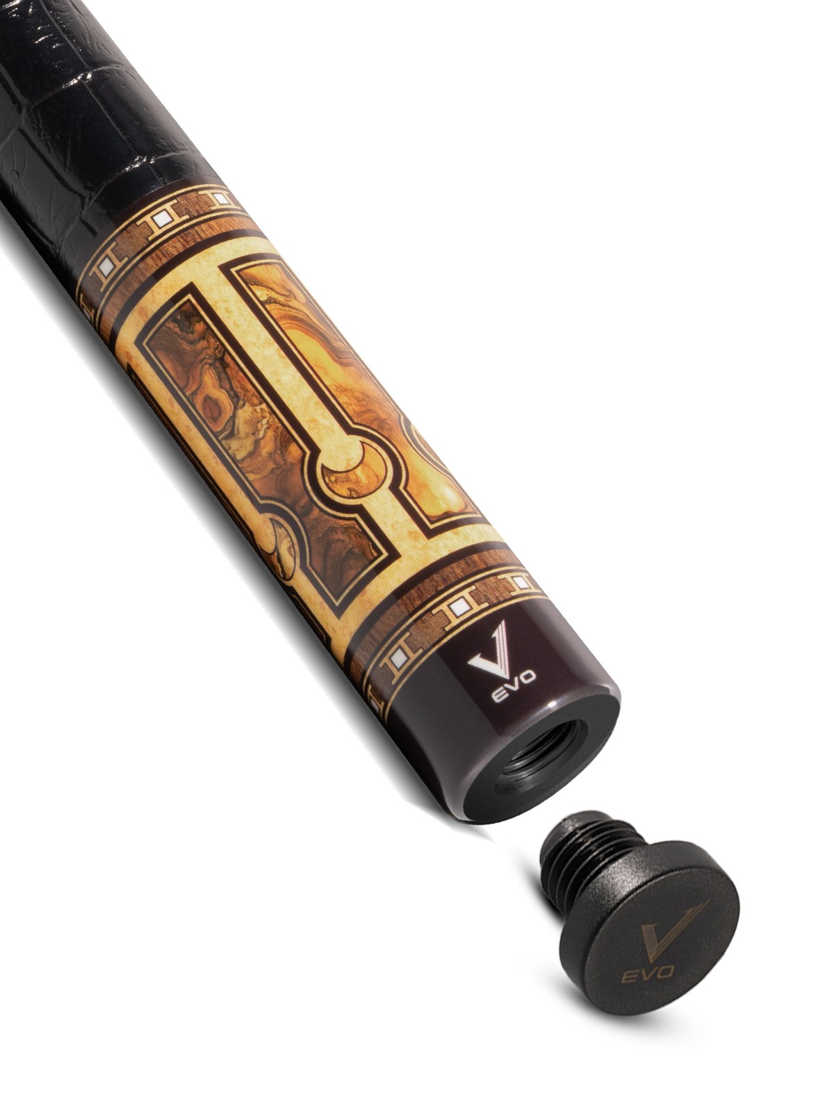 EVO Luna Golden Crest Leather Wrap Pool Cue