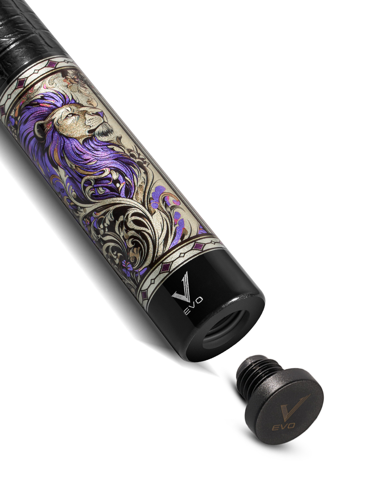 EVO Beast Amethyst Lion Leather Wrap Pool Cue