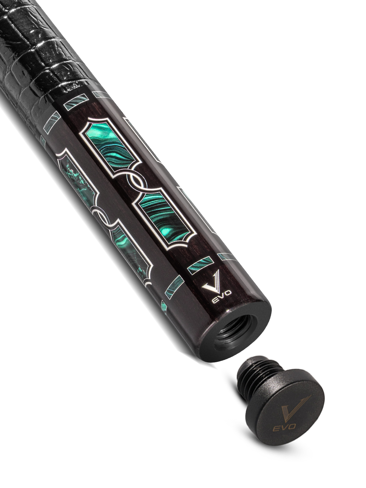 EVO Luna Malachite Eclipse Leather Wrap Pool Cue