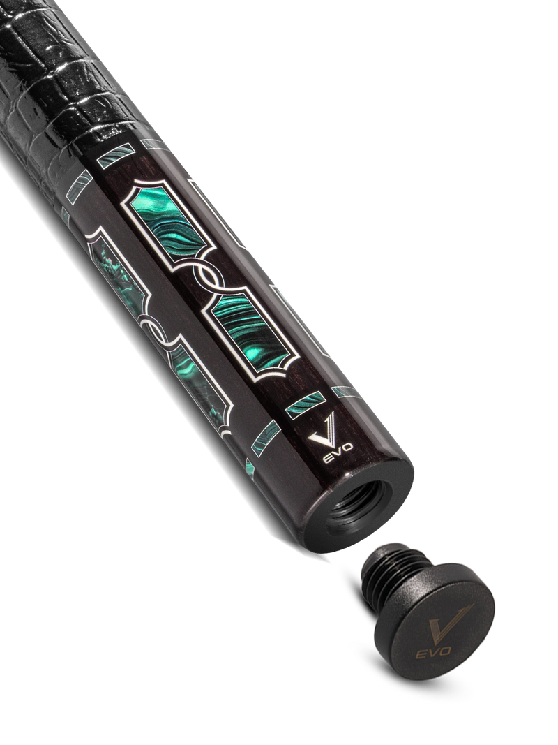 EVO Luna Malachite Eclipse Leather Wrap Pool Cue