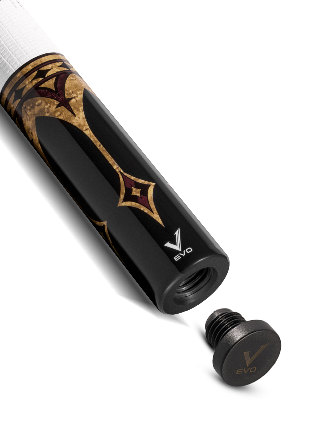 EVO Crown Royal Black Pool Cue with White Lizard Wrap