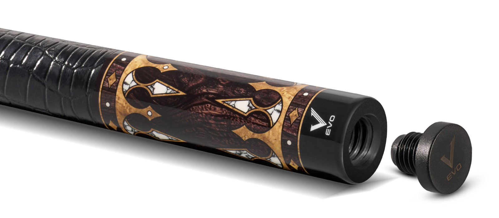 EVO Crown Ancient Oak Leather Wrap Pool Cue