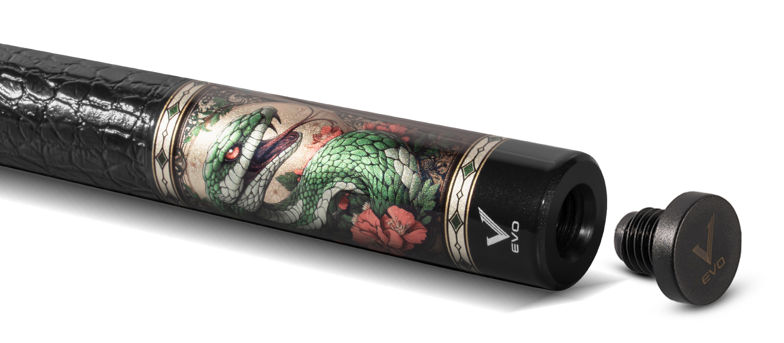 EVO Beast Emerald Cobra Leather Wrap Pool Cue