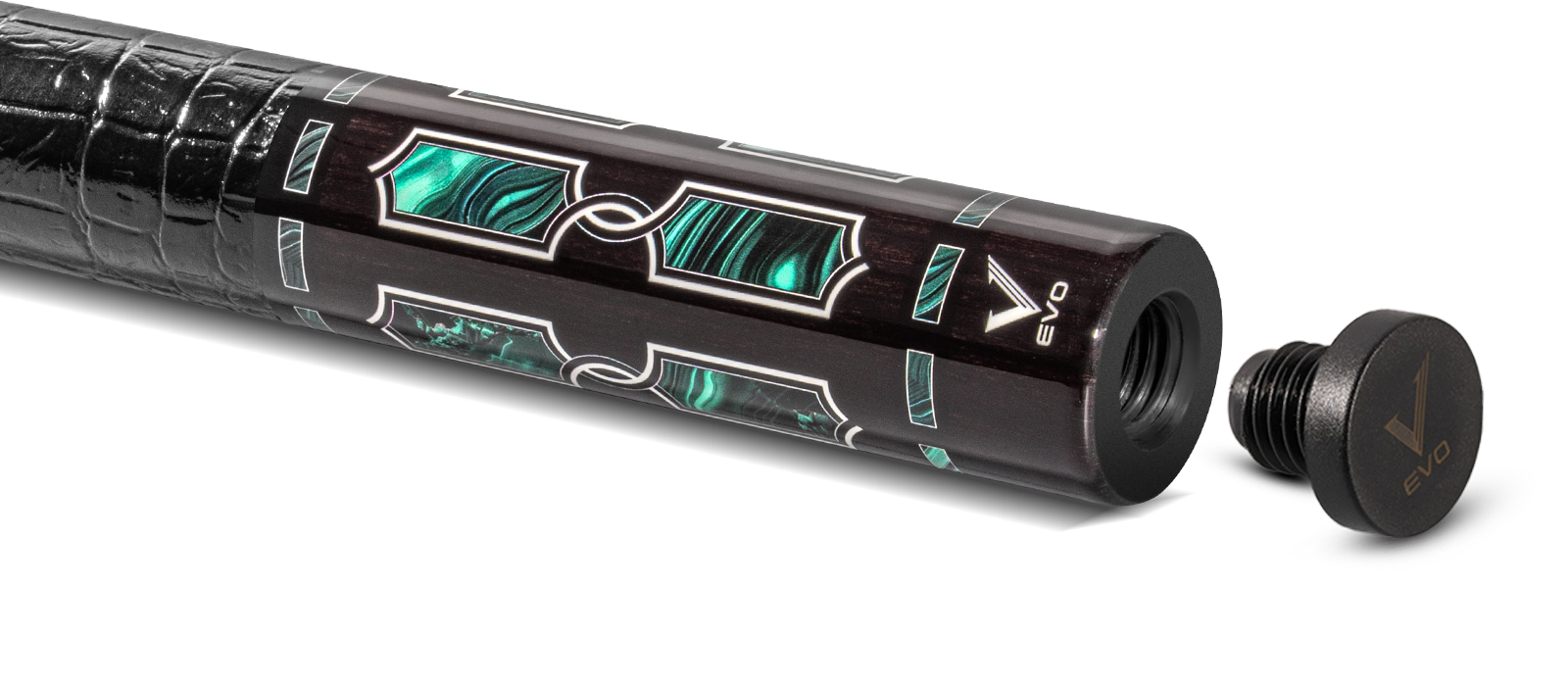 EVO Luna Malachite Eclipse Leather Wrap Pool Cue