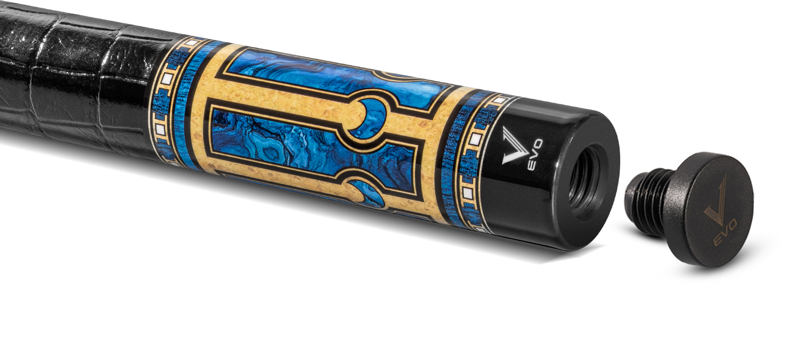 EVO Luna Sapphire Gate Leather Wrap Pool Cue
