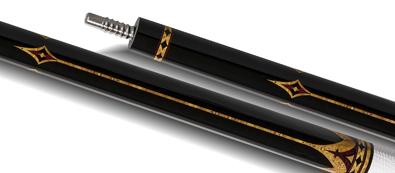 EVO Crown Royal Black Pool Cue with White Lizard Wrap
