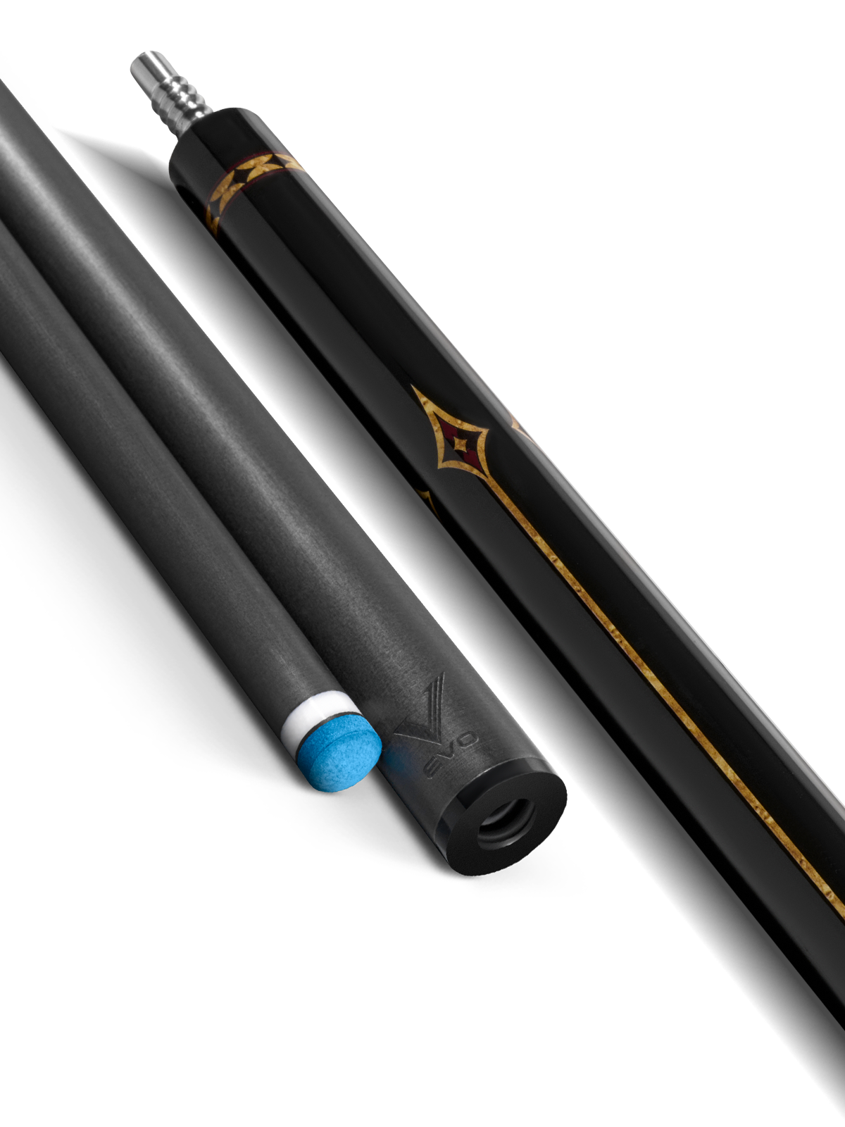 EVO Crown Royal Black Pool Cue with White Lizard Wrap