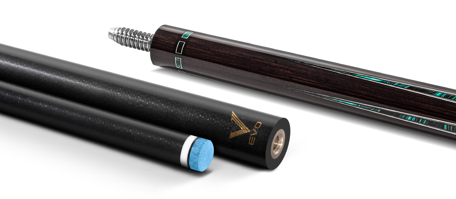 EVO Luna Malachite Eclipse Leather Wrap Pool Cue
