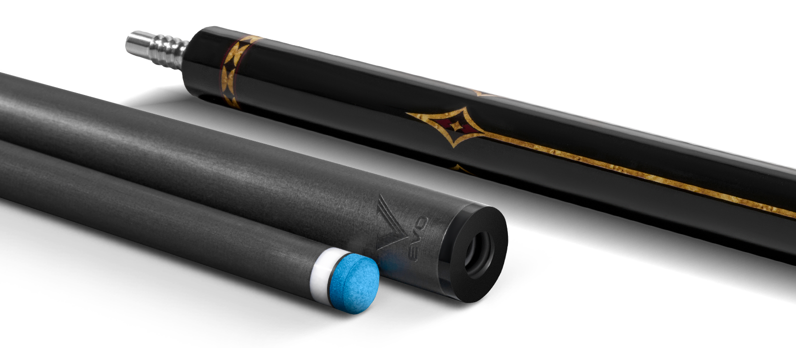 EVO Crown Royal Black Pool Cue with Black Crocodile Wrap