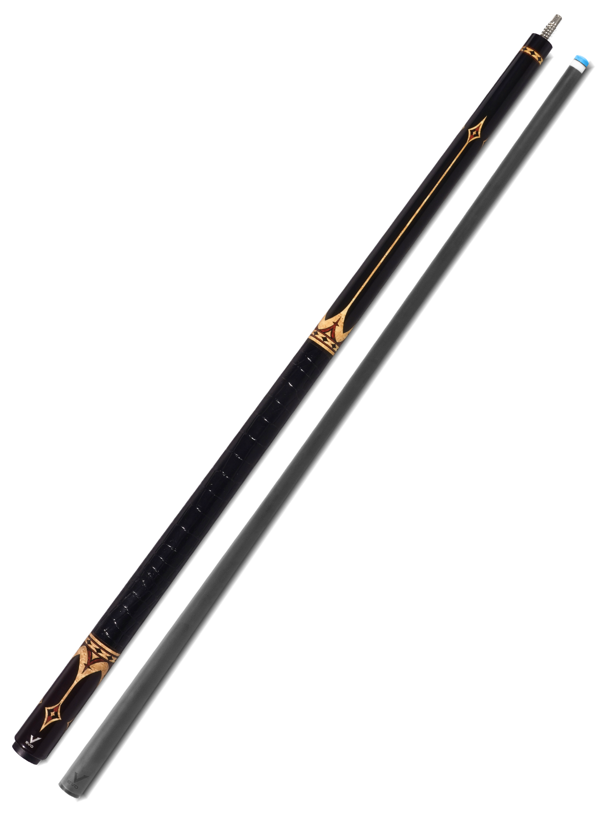 EVO Crown Royal Black Pool Cue with Black Crocodile Wrap