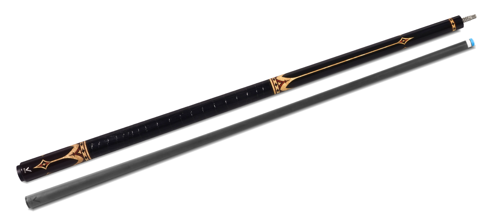 EVO Crown Royal Black Pool Cue with Black Crocodile Wrap