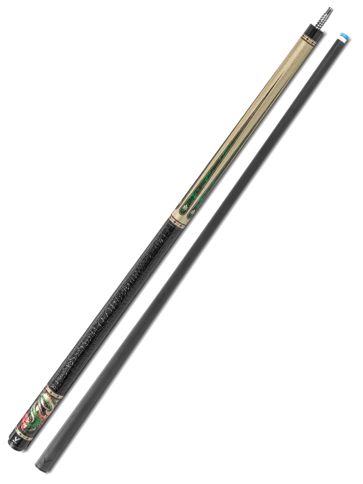 EVO Beast Emerald Cobra Leather Wrap Pool Cue