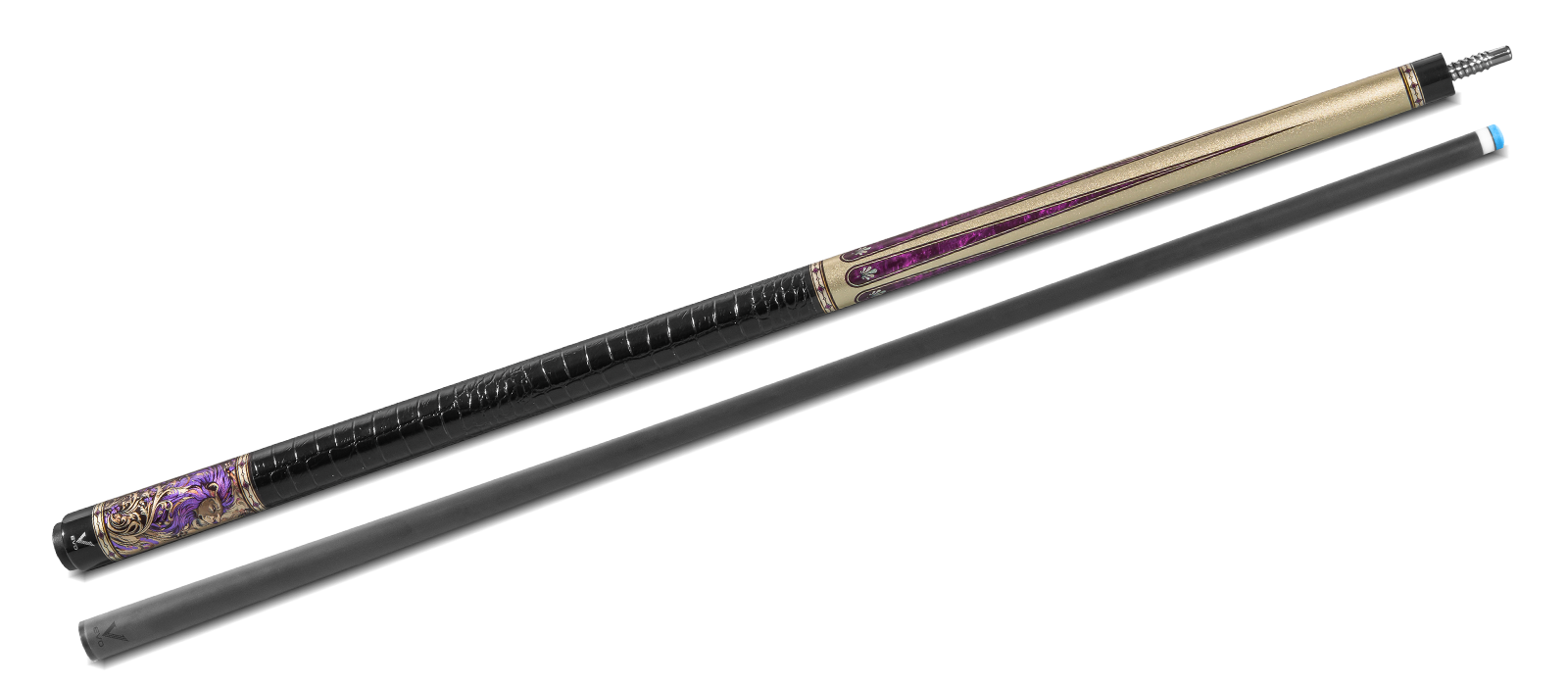 EVO Beast Amethyst Lion Leather Wrap Pool Cue