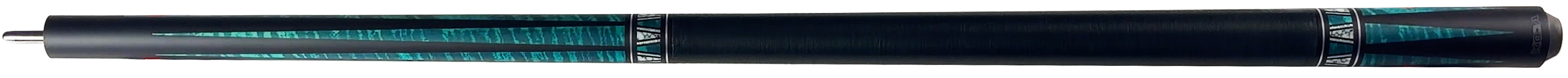K2 KL172 Pool Cue - 4 Point Matte Black and Teal Graphic
