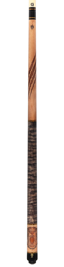 McDermott G339 G Series No Wrap Pool Cue - Wildfire 3D Grizzly Bear with Gray-Stained Maple Wrap Handle