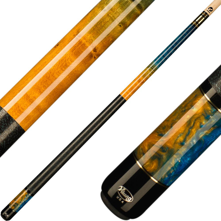 Viking B3421 Pool Cue - Double Washed Ocean Blue and Yellow Sunflower